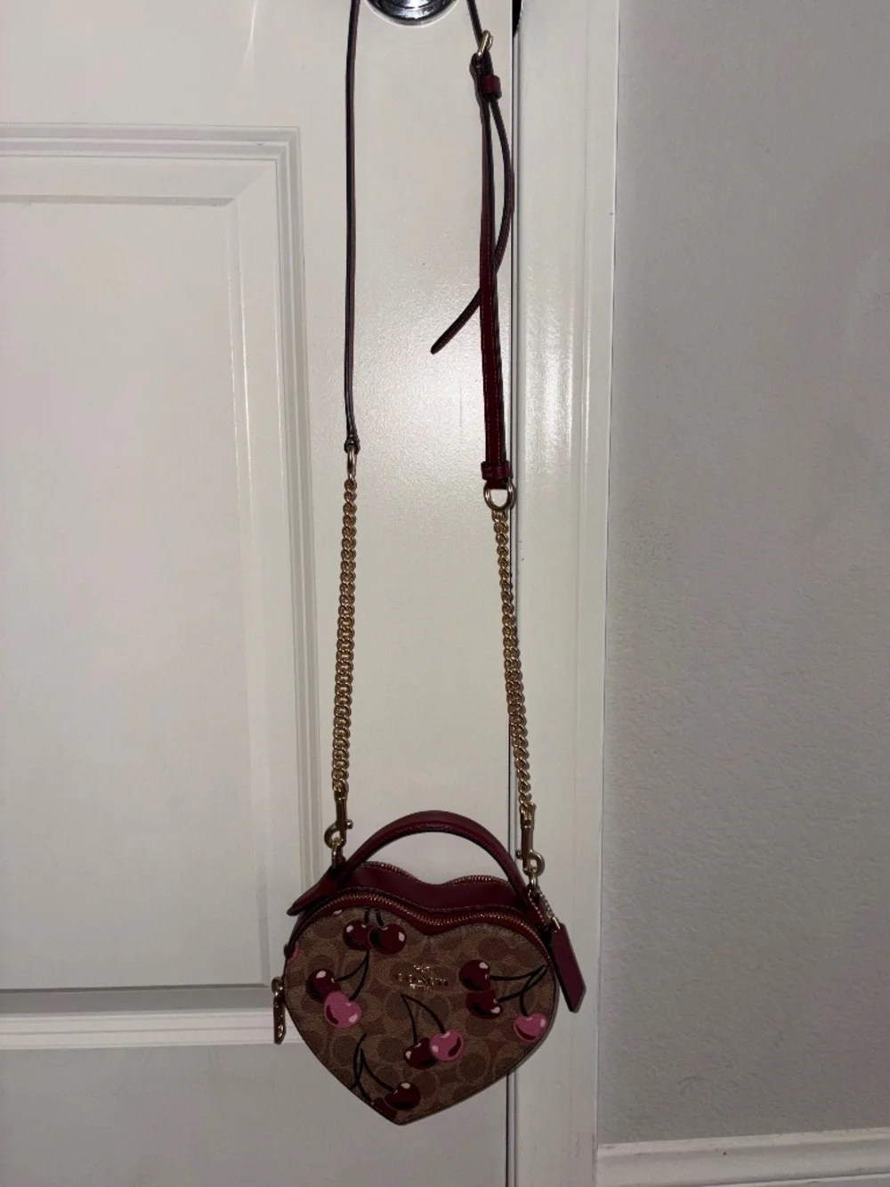 COACH ♥️ Crossbody Bag Canvas Leather Cherry Print